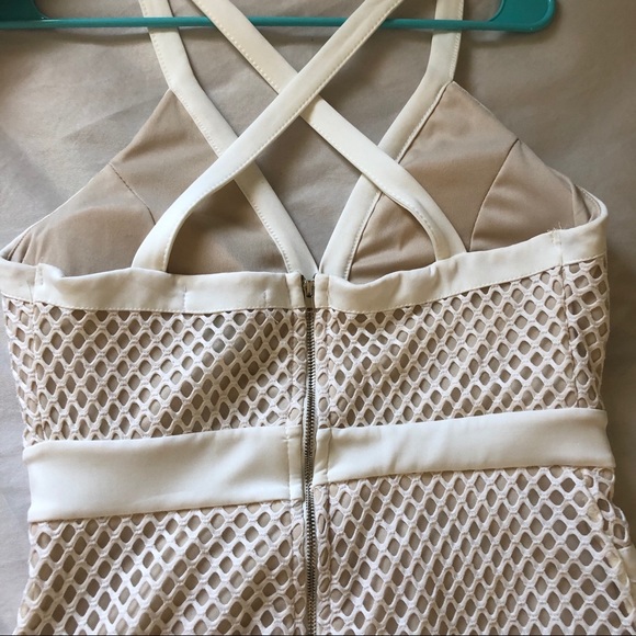 BOGO nude and white net bodycon dress - Picture 6 of 7